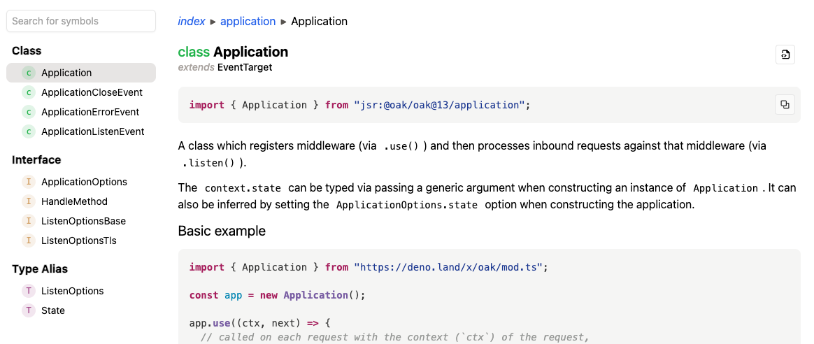 Documentation of oak's Application class on JSR